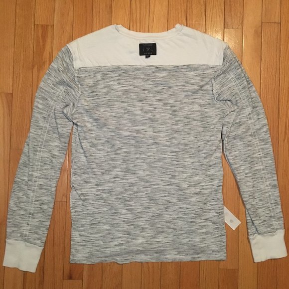 GUESS LONG SLEEVE SHIRT/SWEATSHIRT MENS WHITE AND GREY QUILTED SHOULDERS SIZE L - Picture 3 of 11